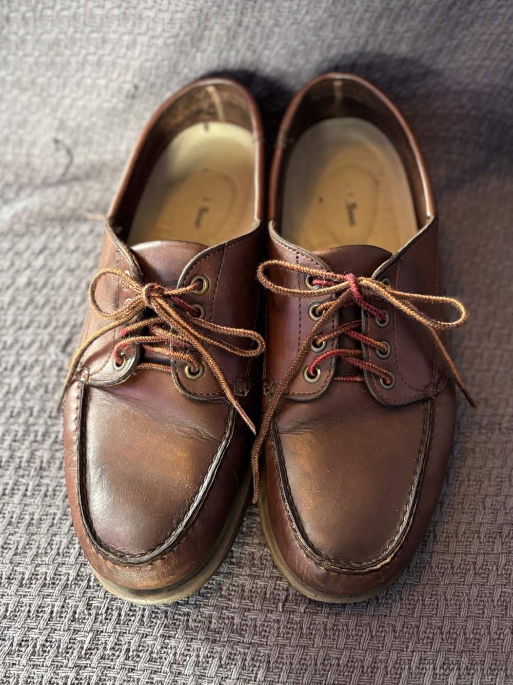 L.L. Bean Men's Brown Leather Casual Lace-Up Shoes Moc Toe Dress Shoes